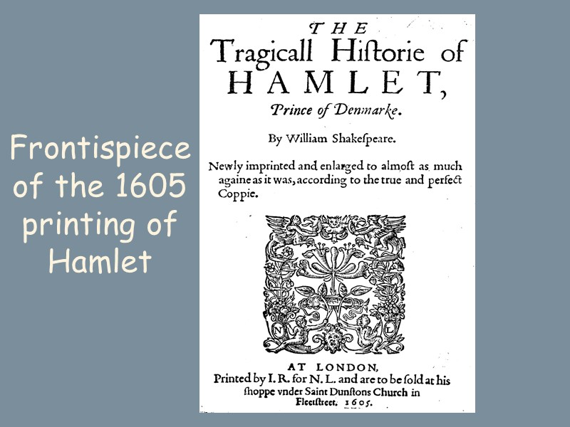 Frontispiece of the 1605 printing of Hamlet